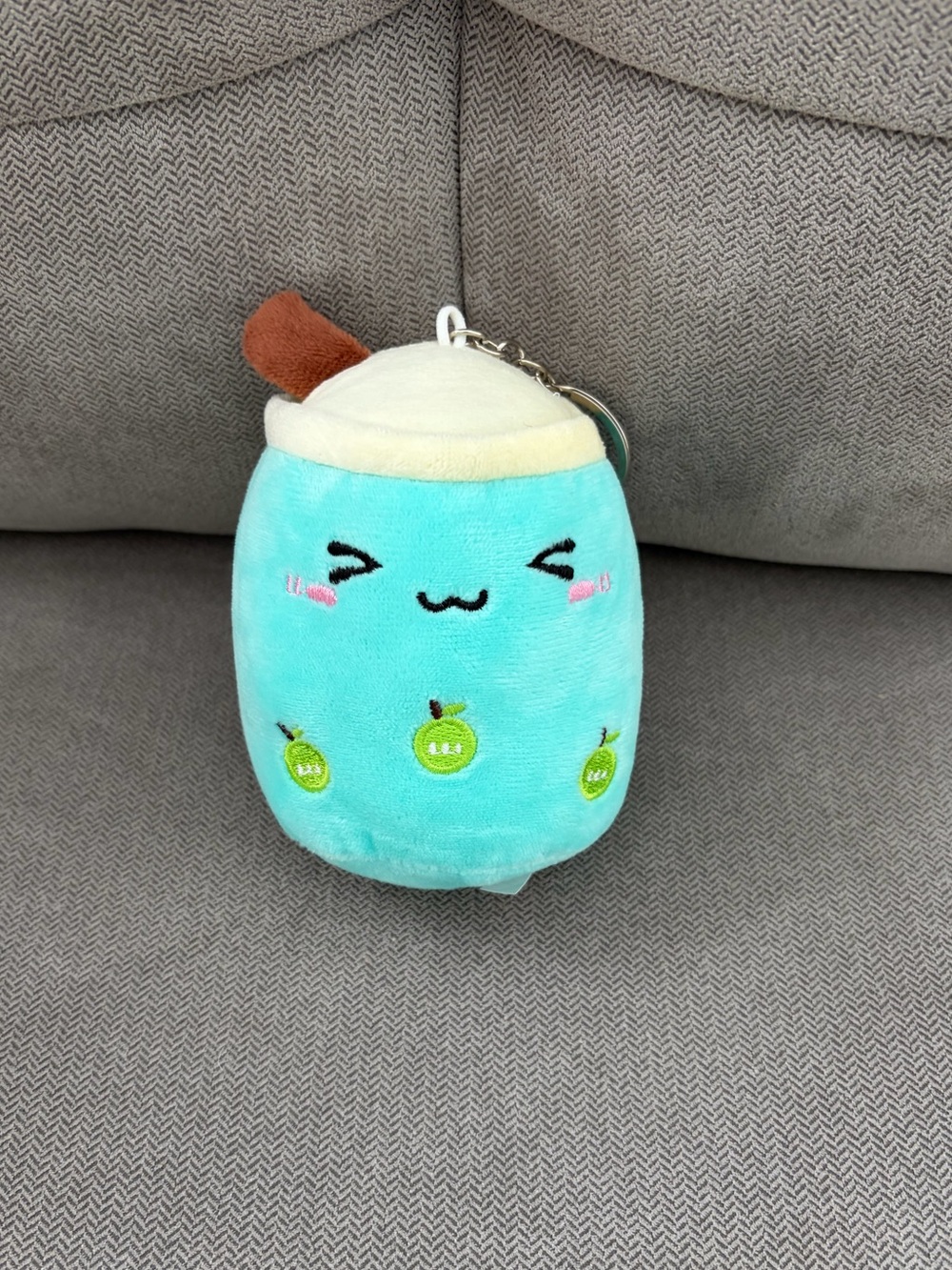 Kawaii Blue Plush Bubble Tea Keychain